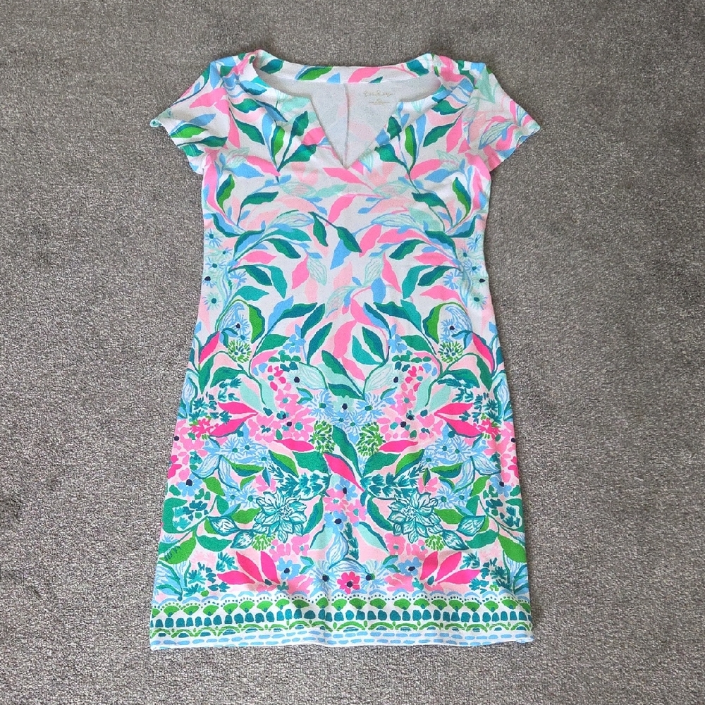 Lilly Pulitzer Pink and Green Leaf Dress